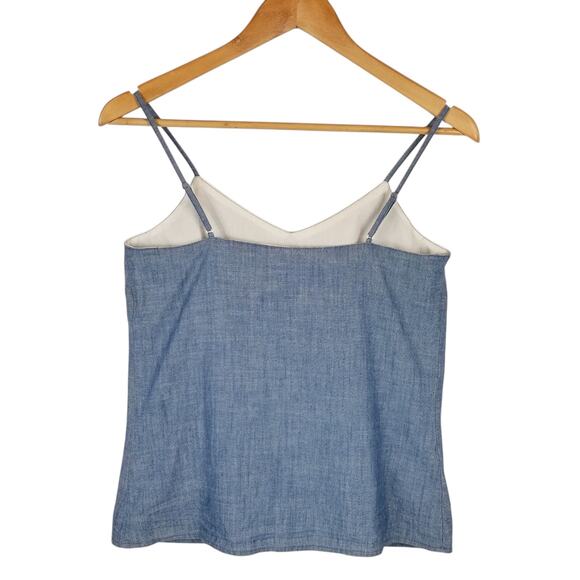 J. Crew Women's Chambray Blue Polyester Cotton Tank Top Size 00 - Picture 2 of 5